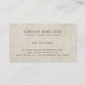 Beige Linnen Textuur Professionele Organische look Visitekaartje (Achterkant)