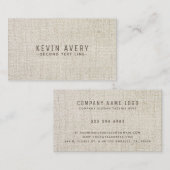 Beige Linnen Textuur Professionele Organische look Visitekaartje (Voorkant / Achterkant)