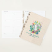 Beige linnen textuur Schattigee paashaas Planner (Display)