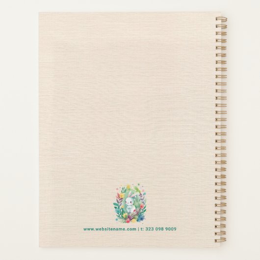 Beige linnen textuur Schattigee paashaas Planner (Achterkant)