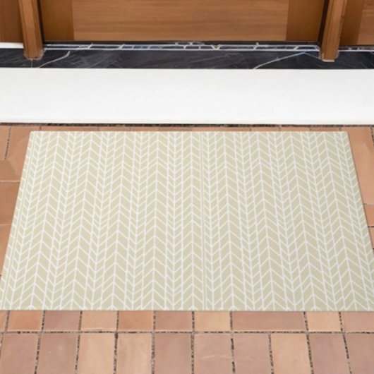 Beige linnen traditionele moderne visgraat deurmat