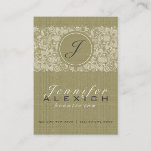 Beige Linnen & Wit  Linnen & Kant 2 Visitekaartje