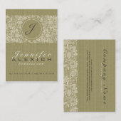 Beige Linnen & Wit Linnen & Kant 2 Visitekaartje (Voorkant / Achterkant)