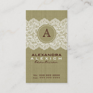 Beige Linnen & Wit  Linnen & Kant Visitekaartje