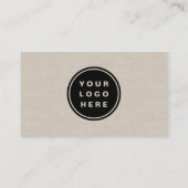 Beige Linnen Zakelijk Bedrijfslogo QR-code Visitekaartje (Achterkant)