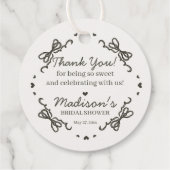 Beige Lint Retro Hart Coquette Cake Bruidsmeisjesf Bedankjes Labels (Achterkant)