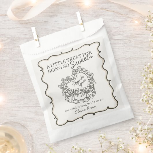 Beige Lint Retro Hart Coquette Cake Bruidsmeisjesf Bedankzakje (Geknipt)