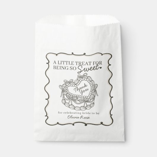 Beige Lint Retro Hart Coquette Cake Bruidsmeisjesf Bedankzakje (Voorkant)