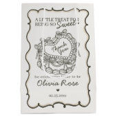 Beige Lint Retro Hart Coquette Cake Bruidsmeisjesf Medium Cadeauzakje (Achterkant)