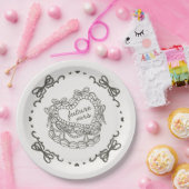 Beige Lint Retro Hart Coquette Cake Bruidsmeisjesf Papieren Bordje (Feest)