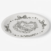 Beige Lint Retro Hart Coquette Cake Bruidsmeisjesf Papieren Bordje (Gekanteld)