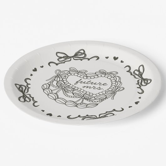 Beige Lint Retro Hart Coquette Cake Bruidsmeisjesf Papieren Bordje (Gekanteld)