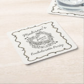 Beige Lint Retro Hart Coquette Taart Verloofd Met  Kartonnen Onderzetters (Schuin)