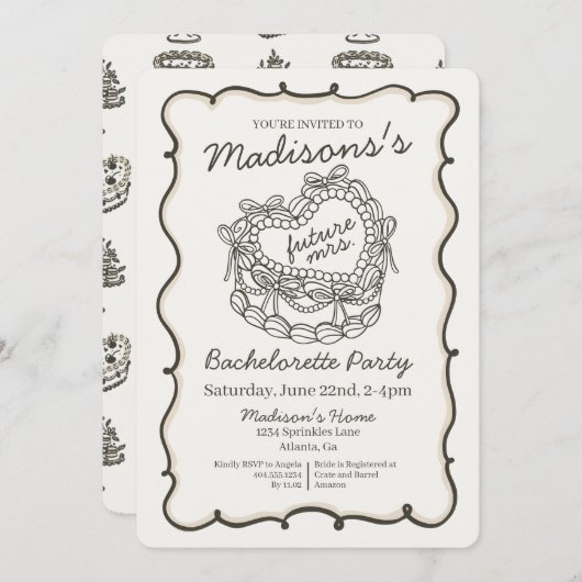 Beige Lint Retro Hart Coquette Taart Verloofdengoe Kaart (Voorkant / Achterkant)