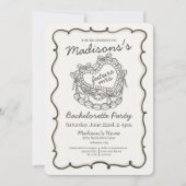 Beige Lint Retro Hart Coquette Taart Verloofdengoe Kaart (Voorkant)