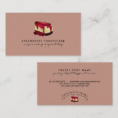 Beige Little Cheesecake Strawberry Pastry Dessert Visitekaartje (Voorkant / Achterkant)