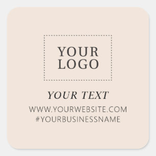 Beige Logo Business Hartelijk dank voor het aangep Vierkante Sticker