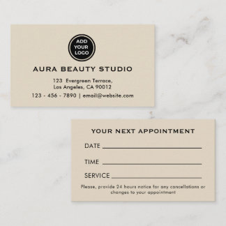 Beige Logo Contact Zakelijke Afspraakkaart Afsprakenkaartje