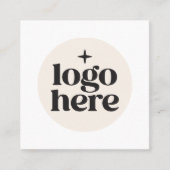 Beige Logo QR Code Sociale Media Vierkante Visitekaartje (Voorkant)