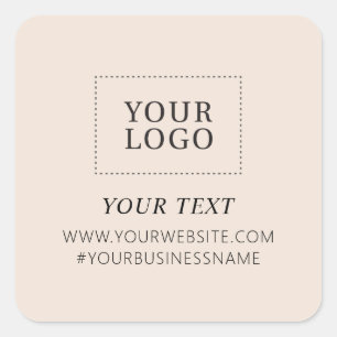Beige Logo Zakelijk Bedankt Aangepaste Verpakking Vierkante Sticker