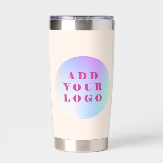 Beige logo zakelijk geïsoleerde drinkbeker (Achterkant)