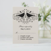 Beige Love Bird Swirls Response Kaart (Staand voorkant)