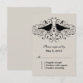 Beige Love Bird Swirls Response Kaart (Voorkant / Achterkant)
