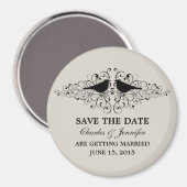 Beige Love Bird Swirls Save the Date-magneet Magneet (Voorkant / Achterkant)