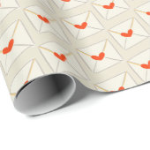 Beige Love Notes Red Heart Envelope Patroon Cadeaupapier (Rol Hoek)