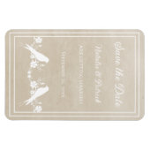 Beige Lovebird Floral Save the Date Magnet Magneet (Horizontaal)
