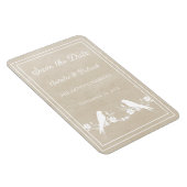 Beige Lovebird Floral Save the Date Magnet Magneet (Rechterzijde)
