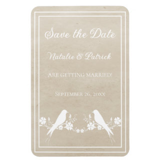 Beige Lovebird Floral Save the Date Magnet Magneet