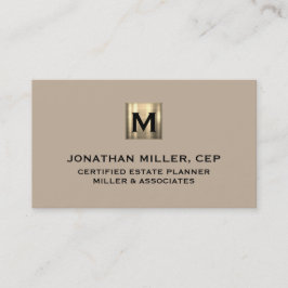 Beige luxe gouden initieel logo visitekaartje