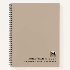 Beige Luxury Gold Initiaal Logo Notitieboek