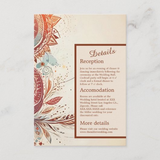 beige macrame bruiloft informatiekaartje (Voorkant)