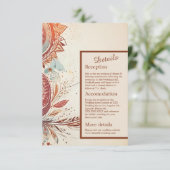 beige macrame bruiloft informatiekaartje (Staand voorkant)