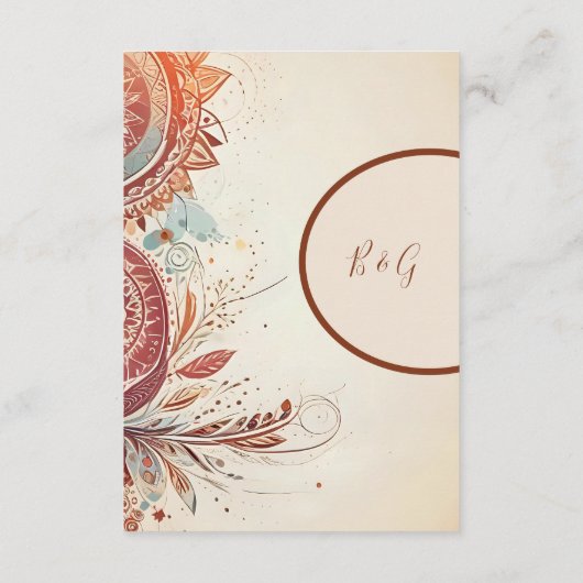 beige macrame bruiloft informatiekaartje (Achterkant)