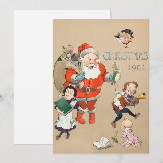 Beige  Mad Santa Claus Kaart (Voorkant / Achterkant)