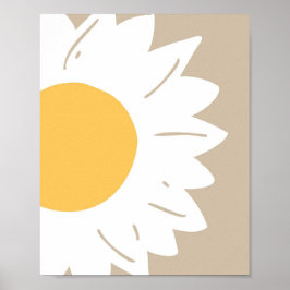 Beige Madeliefje – Minimalistische Bloemige Muurku Poster