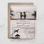 Beige Malediven Paspoort Huwelijksuitnodiging Kaart (Voorkant / Achterkant)