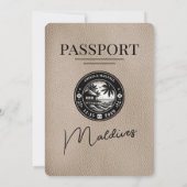Beige Malediven Paspoort Huwelijksuitnodiging Kaart (Achterkant)