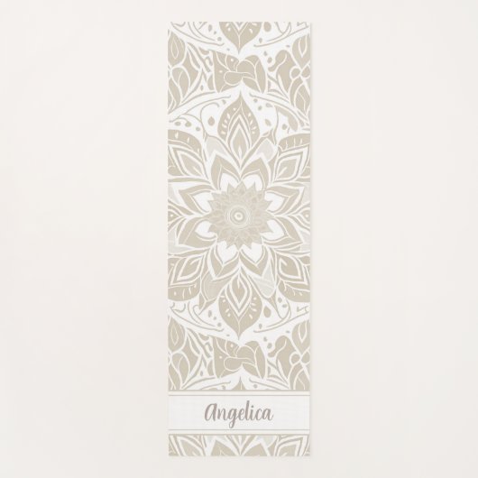 Beige Mandala Yogamat  naam (Voorkant)