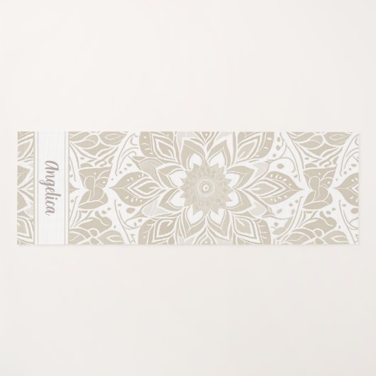 Beige Mandala Yogamat  naam (Voorkant (horizontaal))