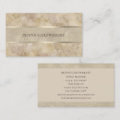 Beige Marble en Champagne Shimmer Modern Elegant Visitekaartje (Voorkant / Achterkant)