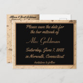 Beige Marble Save the Date Briefkaart (Voorkant / Achterkant)