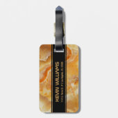 Beige Marble Stone Print Monogramed Bagagelabel (Achterkant verticaal)