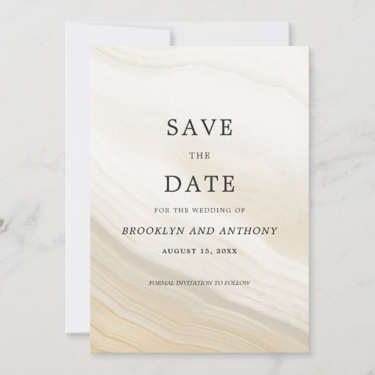 Beige Marble Stone Save The Date (Voorkant)