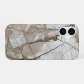 Beige Marble with Gold Veins – Elegant Design iPhone 16 Hoesje (Achterkant horizontaal)