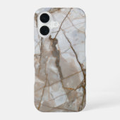 Beige Marble with Gold Veins – Elegant Design iPhone 16 Hoesje (Achterkant)