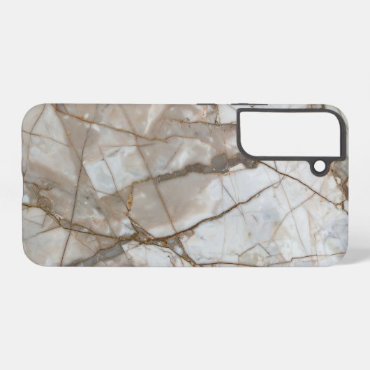 Beige Marble with Gold Veins – Elegant Design Samsung Galaxy Hoesje (Achterkant horizontaal)